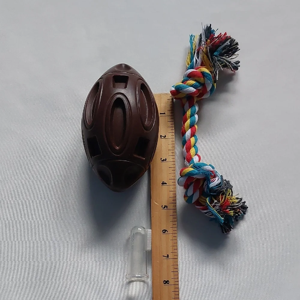 Brown Football Dog Toy with‎ Colorful Rope Set 3